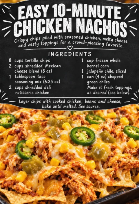 easy 10-minute chicken nachos