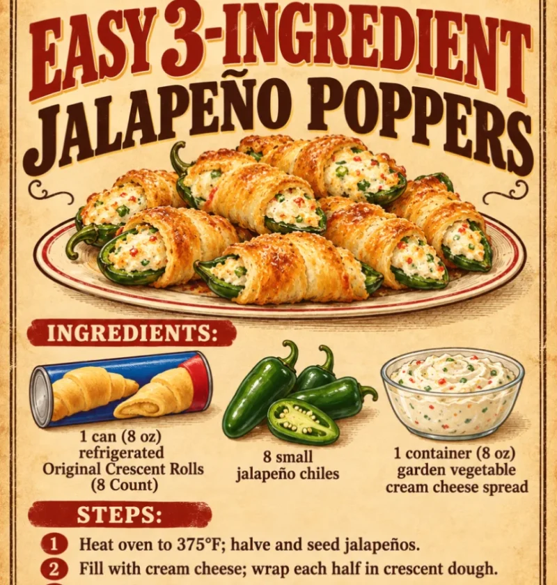 easy 3-ingredient jalapeño poppers
