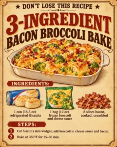 3-INGREDIENT BACON BROCCOLI BAKE