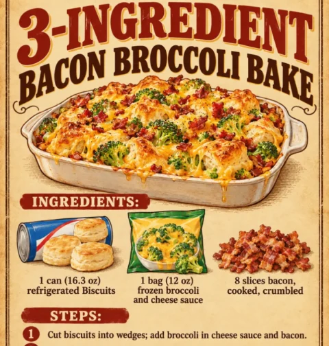 3-ingredient bacon broccoli bake