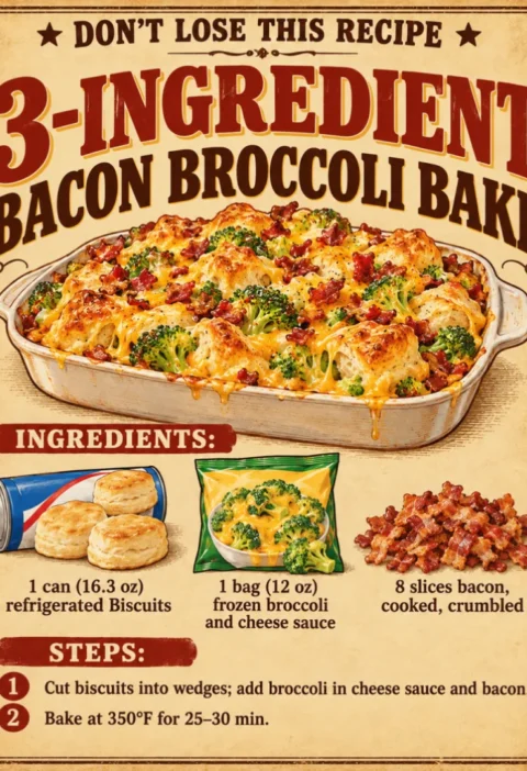3-ingredient bacon broccoli bake