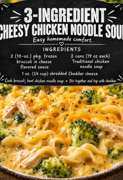 3-ingredient cheesy chicken noodle soup