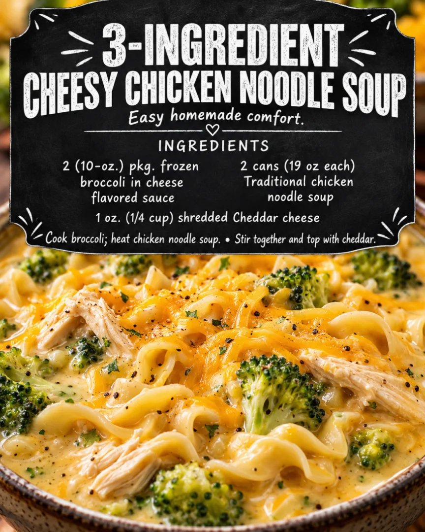3-Ingredient Cheesy Chicken Noodle Soup