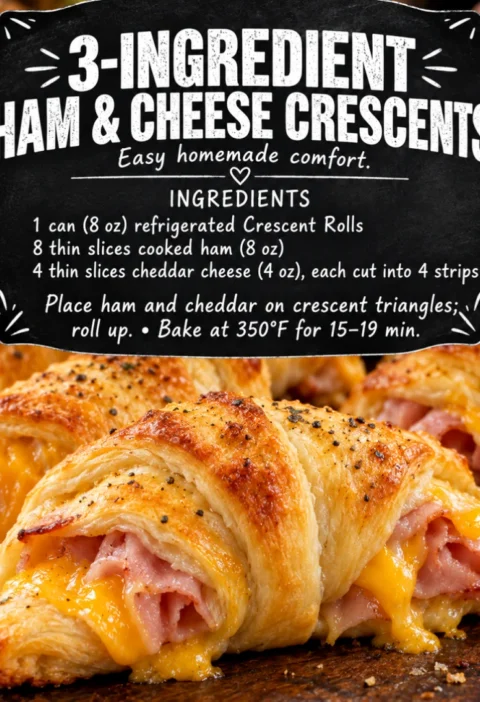3-ingredient ham and cheese crescents