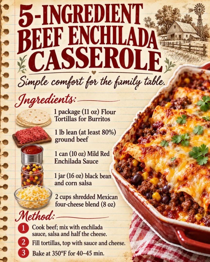 5-Ingredient Beef Enchilada Casserole