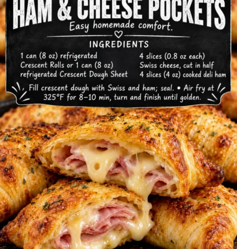 air-fryer ham and cheese pockets