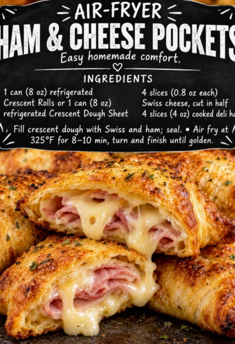 air-fryer ham and cheese pockets