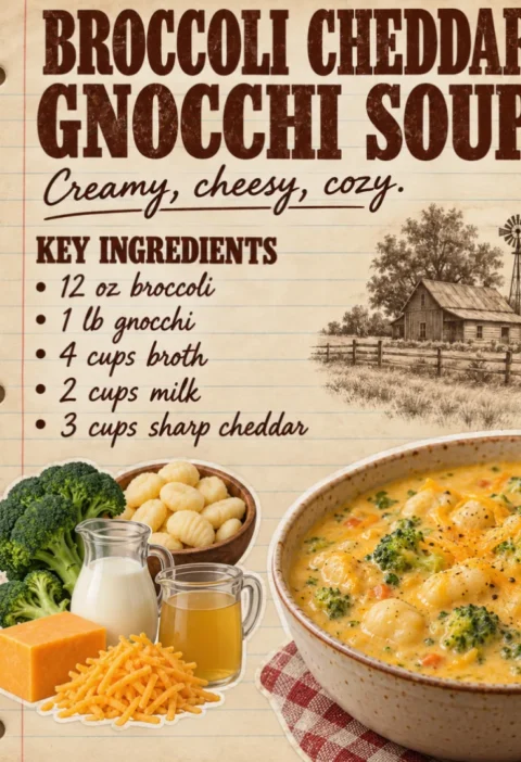 Broccoli Cheddar Gnocchi Soup