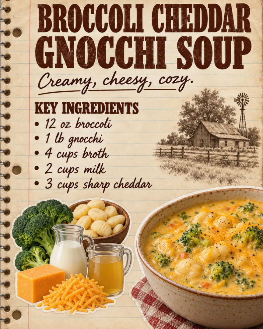 Broccoli Cheddar Gnocchi Soup