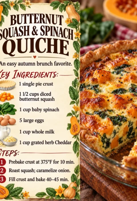 Butternut Squash & Spinach Quiche