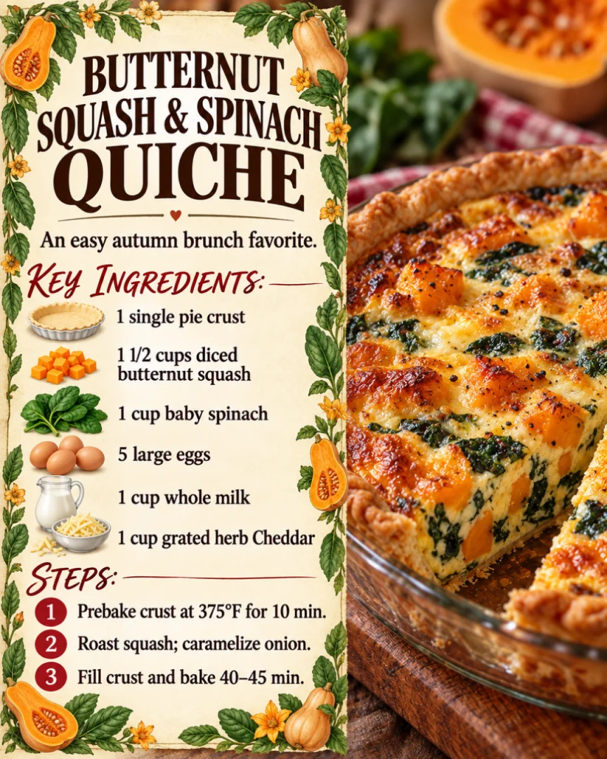 Butternut Squash & Spinach Quiche