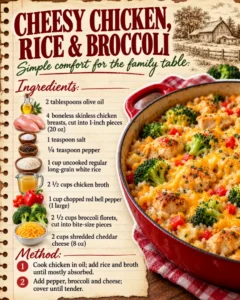 CHEESY CHICKEN, RICE & BROCCOLI