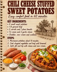 Chili Cheese Stuffed Sweet Potatoes