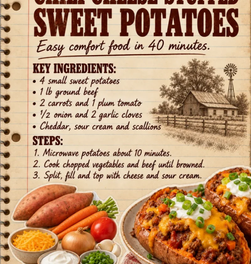 Chili Cheese Stuffed Sweet Potatoes