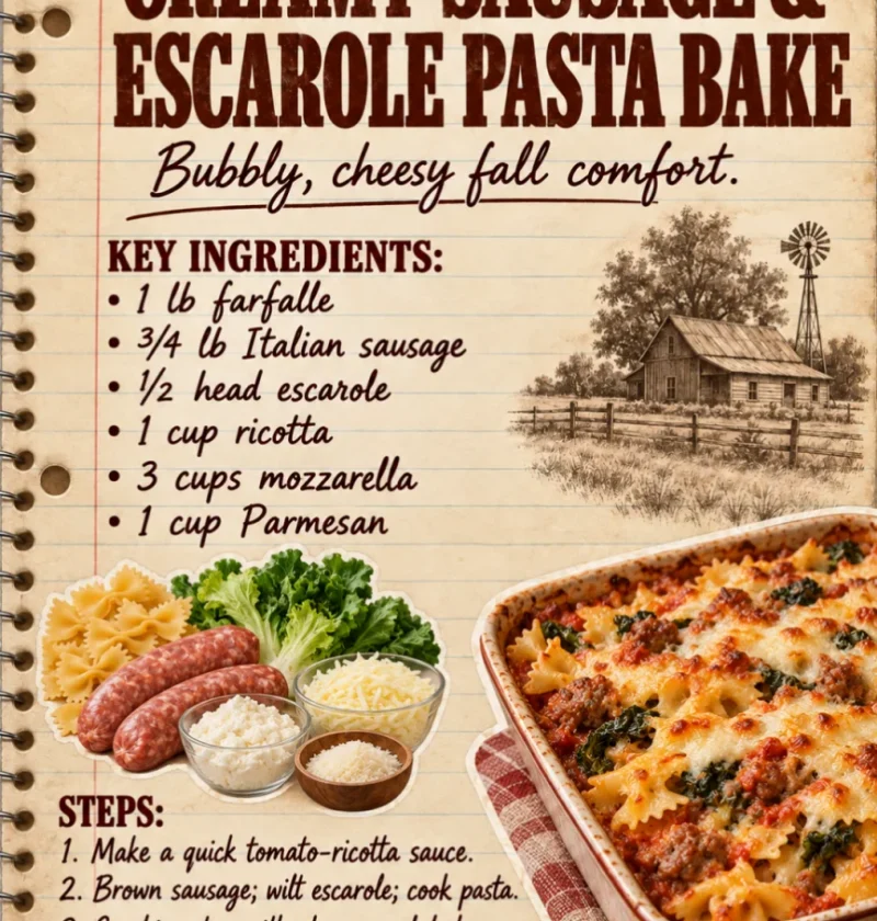 Creamy Sausage & Escarole Pasta Bake