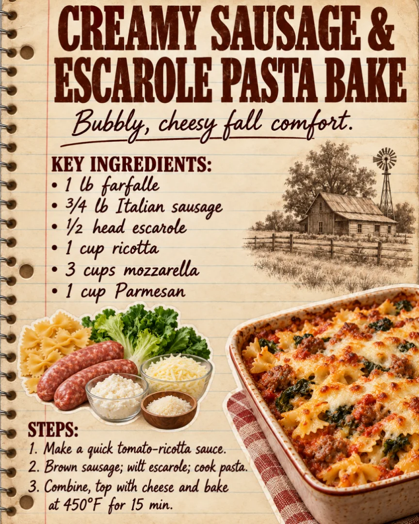 Creamy Sausage & Escarole Pasta Bake