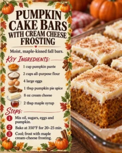 Pumpkin Cake Bars with Cream Cheese Frosting